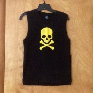 Black SoulCycle tank with yellow skull and crossbones. Excellent condition.